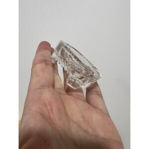 2 Vintage Small Clear Cut Glass Octagon Shaped Footed Open Salt Cellar